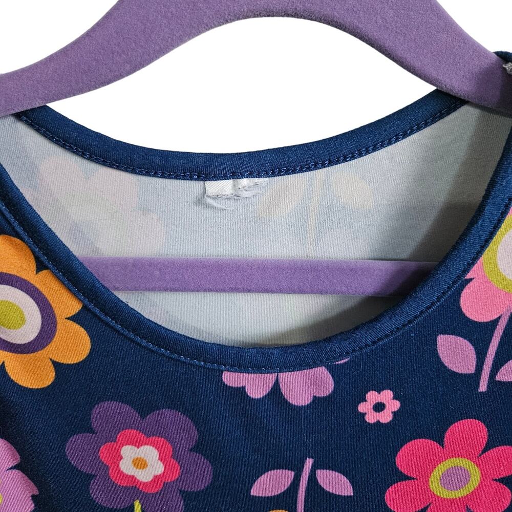 Girls Size M Floral Turtle Print Casual Dress Pink Blue Whimsical Princess Fairy - Picture 4 of 5